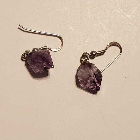 Amethyst Nugget Sterling Silver Hook Earrings - Picture 5 of 5
